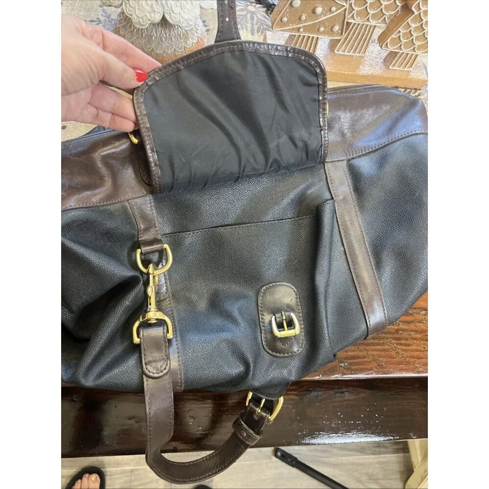 Mayacama Leather And Canvas Weekender Travel Duffel Bag Brown And Black